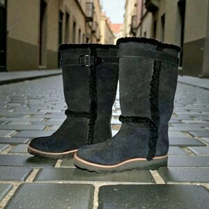 Coach Belmont Suede Womens Boots Black Midcalf Sz 7B EUC